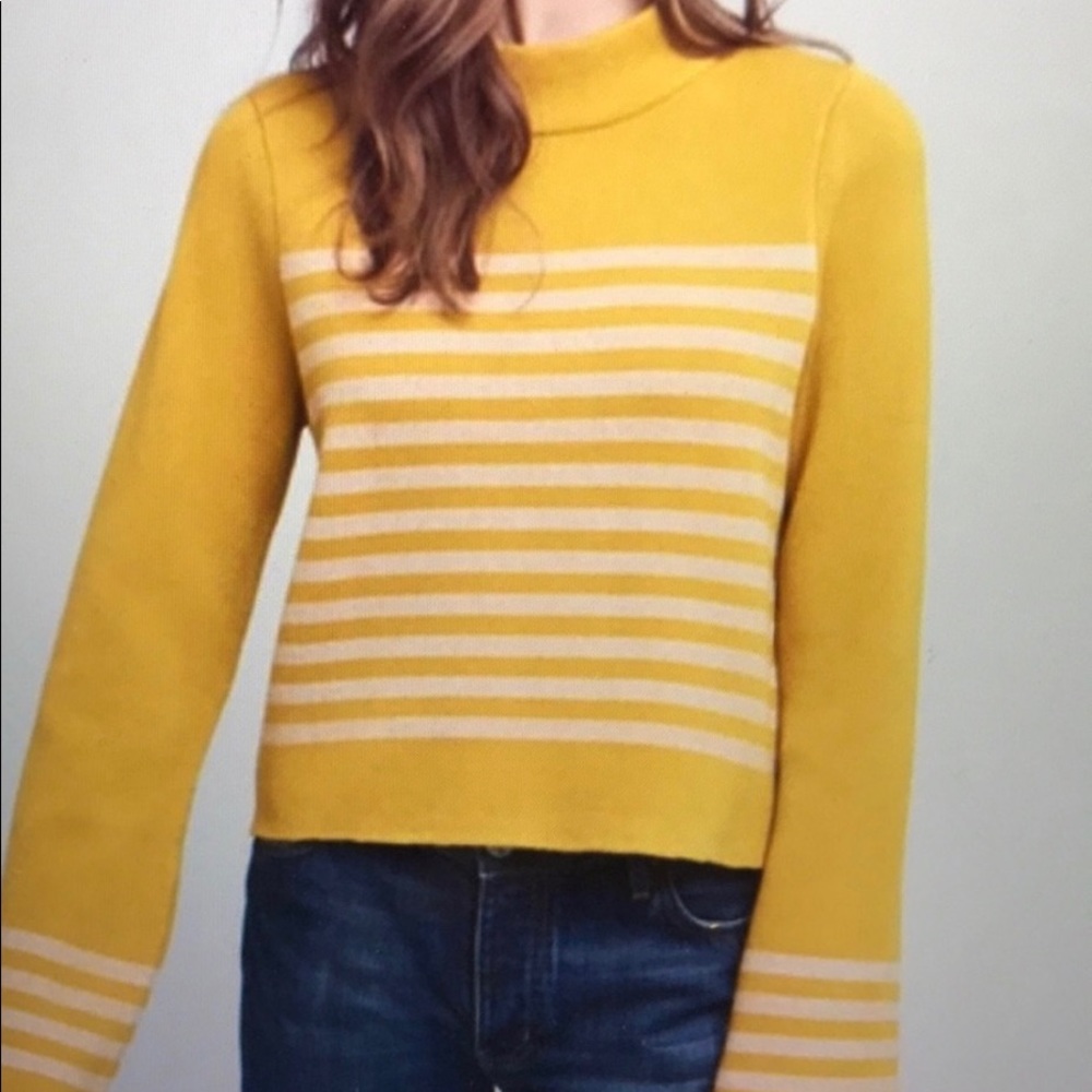 Moth Yellow and Cream Striped Cropped Sweater